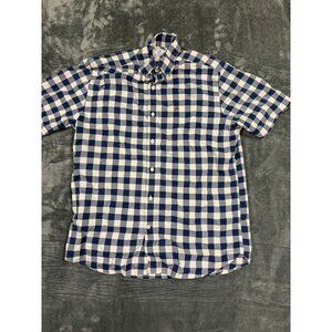 Southern Tide Mens Medium Blue Checkered Short Sleeve Classic Shirt